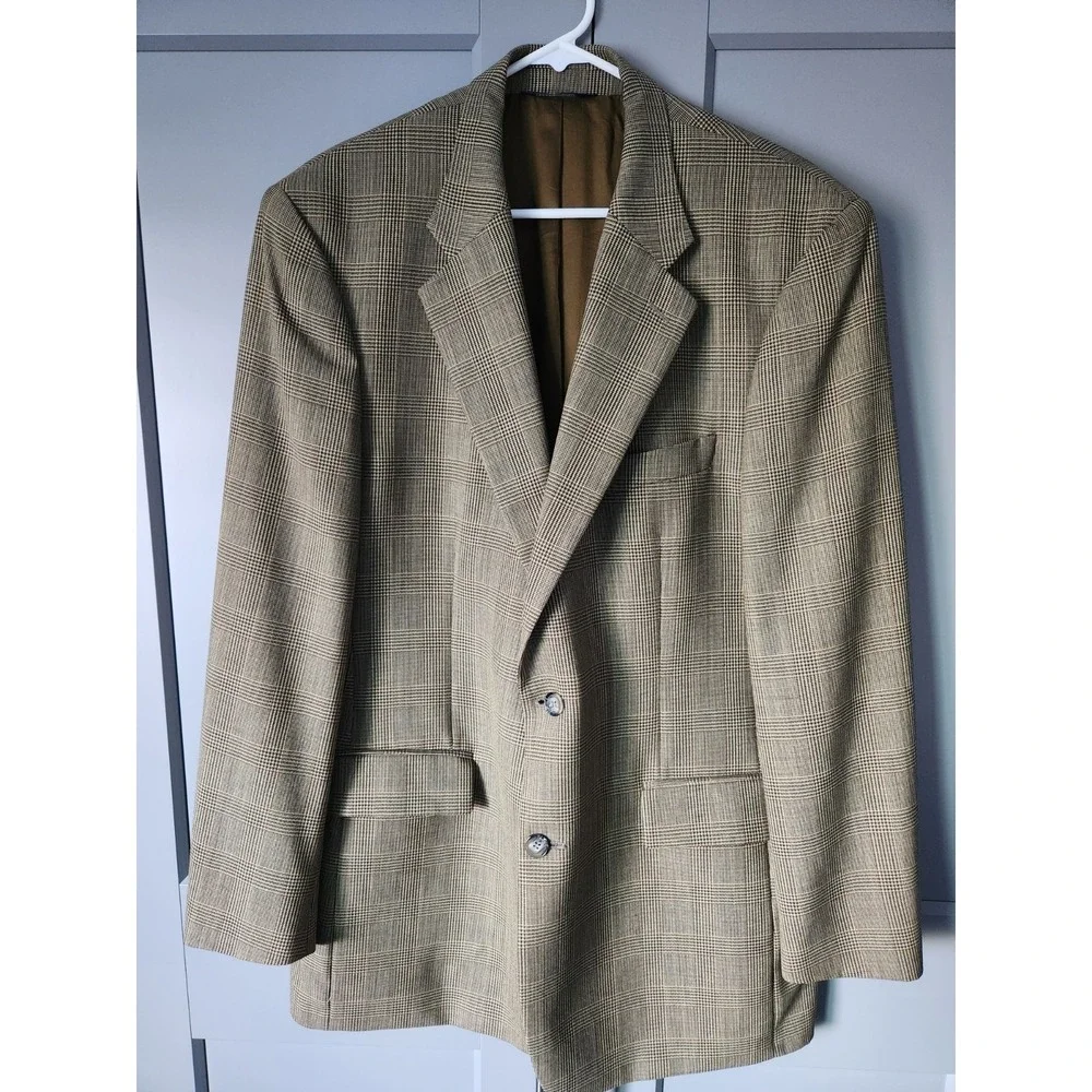 Brooks Brothers 346 Sport Coat Mens 44L Wool Gingham Plaid Two Button Blazer